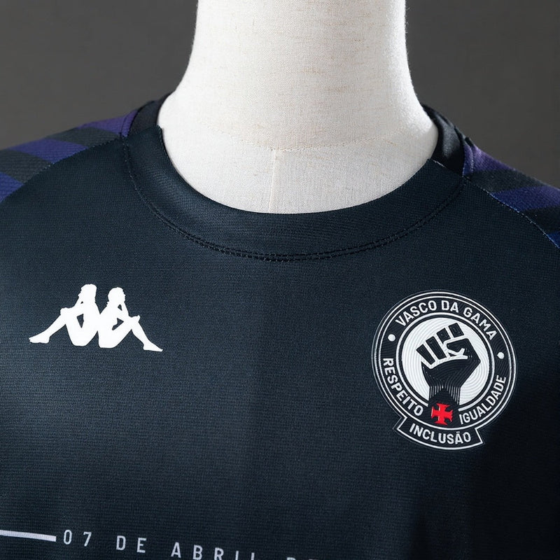 Camisa Kappa Vasco Aquecimento 2024 Masculina Preta