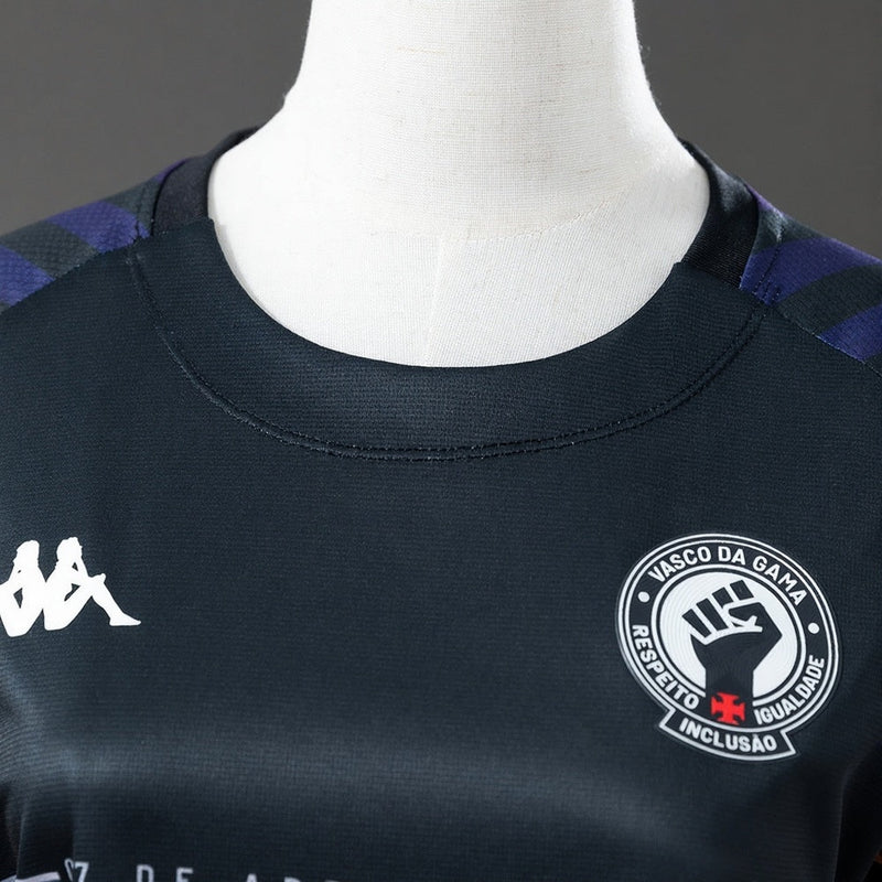 Camisa Kappa Vasco Aquecimento 2024 Feminina Preta