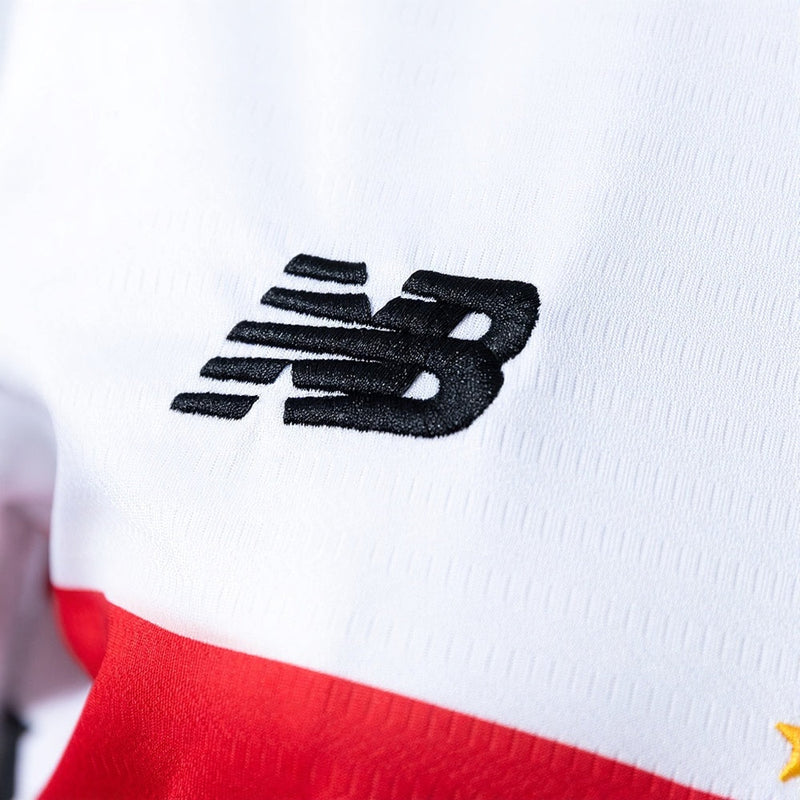 Camisa São Paulo I 24/25 New Balance Feminina - Branco+Vermelho