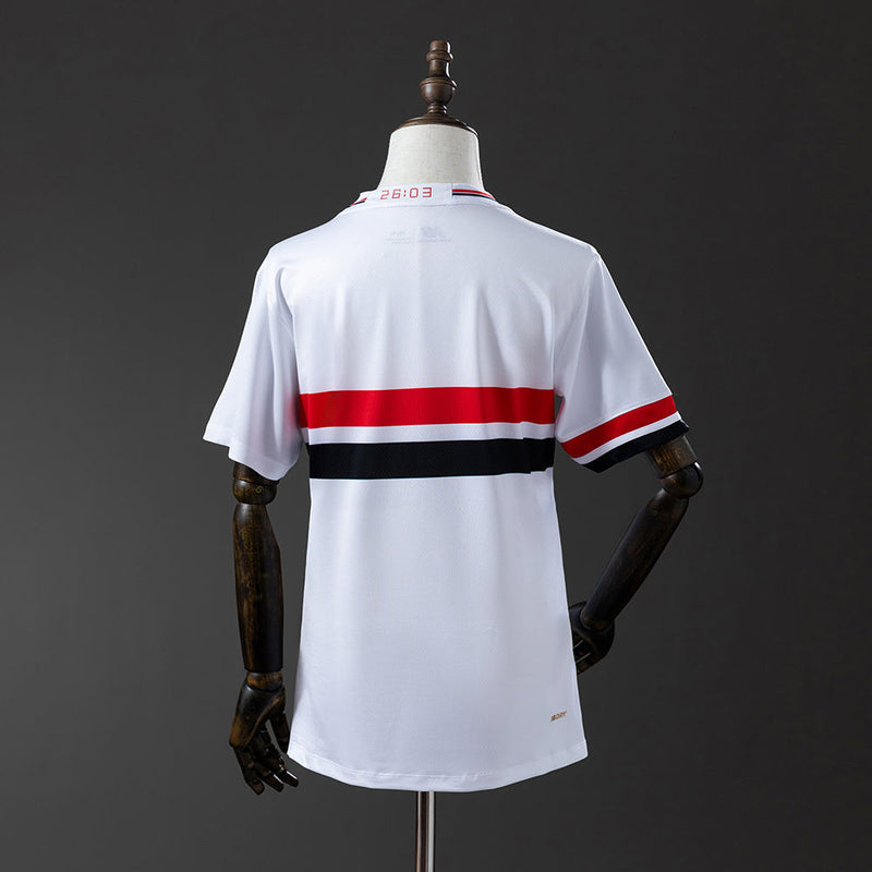 Camisa São Paulo I 25/26 New Balance - Branco+Vermelho Feminina