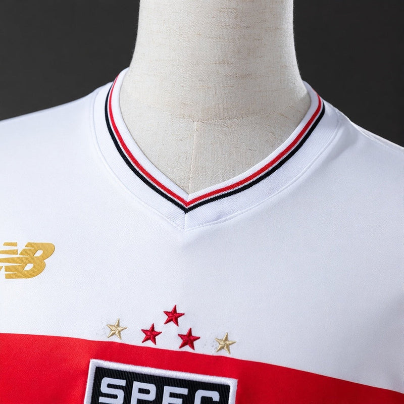 Camisa São Paulo I 25/26 New Balance - Branco+Vermelho